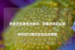 创金合信基金甘静芸：政策效果验证期 结构性行情持续性有待观察