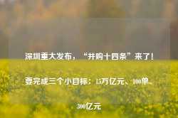 深圳重大发布，“并购十四条”来了！要完成三个小目标：15万亿元、100单、300亿元