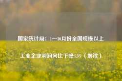 国家统计局：1—10月份全国规模以上工业企业利润同比下降4.3%（解读）